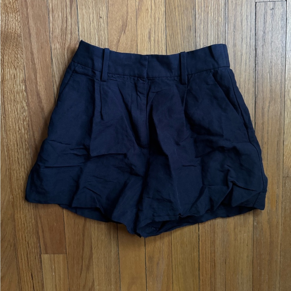 H&M Blue Linen Blend Bermuda Shorts Classic Design